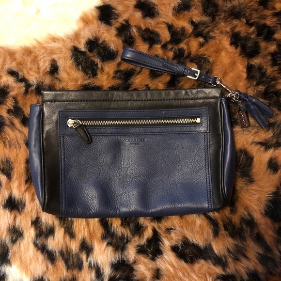 Coach Handbags - Coach Clutch in Navy, Black, & Silver